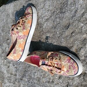 Sperry Classic CVO Sneakers Twig Pattern Tan Purple Orange Sz 9 M